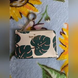 Kate Spade Green Leaf Print Card Holder